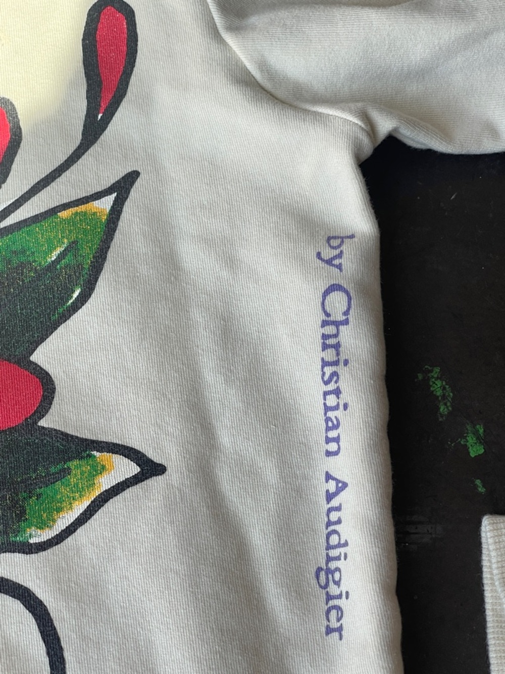 Ed Hardy Cream Hoodie with Purple and Gold Stud Accents - Picture 7 of 13